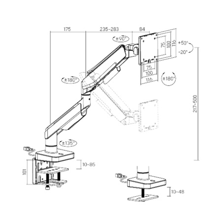 Настольный кронштейн с газлифтом XG MGG-1749 white для 1 монитора (17"-49") Белый в интернет магазине Stels.kz