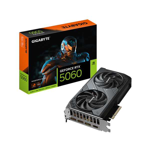Купить не дорого Видеокарта Gigabyte (GV-N5060WF2OC-8GD) RTX5060 WINDFORCE OC 8G в интернет магазине Stels.kz Видеокарта Gigabyte (GV-N5060WF2OC-8GD) RTX5060 WINDFORCE OC 8G в интернет магазине Stels.kz