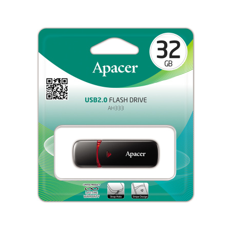 USB-накопитель Apacer AH333 32GB Чёрный в интернет магазине Stels.kz