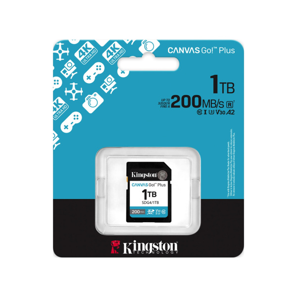 Карта памяти Kingston SDG4/1TB Canvas Go Plus Gen4 C10 UHS-I U3 V30 1TB в интернет магазине Stels.kz