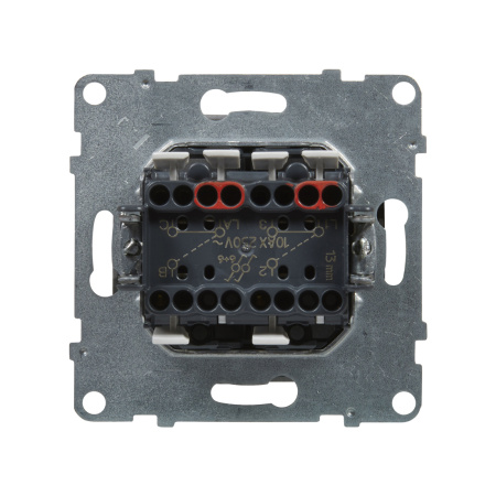 Переключатель двухклавишный Suno 10А 250В безвинт.зажим Белый в интернет магазине Stels.kz