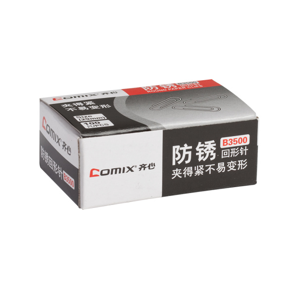 Скрепки металлические никелированные Comix B3500, 29 мм., (коробка 100 скрепок) в интернет магазине Stels.kz