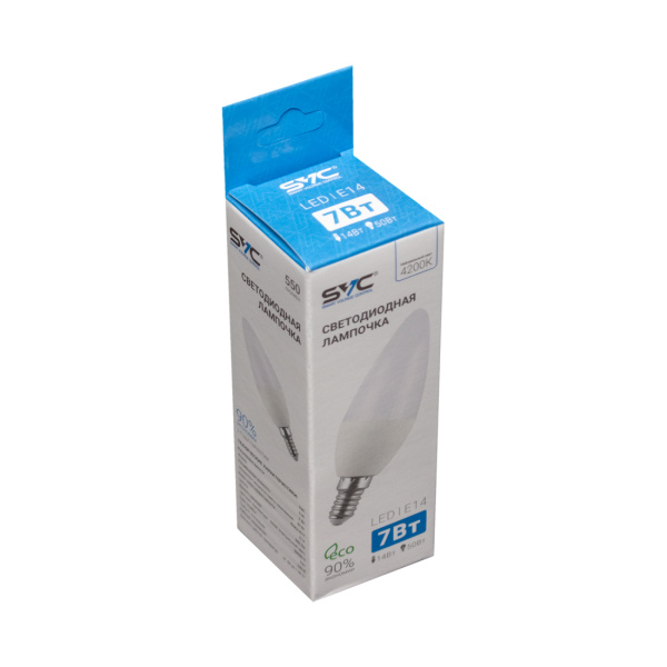 Эл. лампа светодиодная SVC LED C35-7W-E14-4200K, Нейтральный в интернет магазине Stels.kz