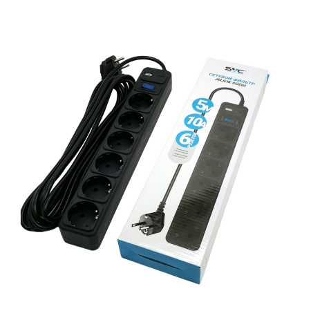 Сетевой фильтр SVC ZC6S-50M-USB/TypeC 5 м. 220 В в интернет магазине Stels.kz