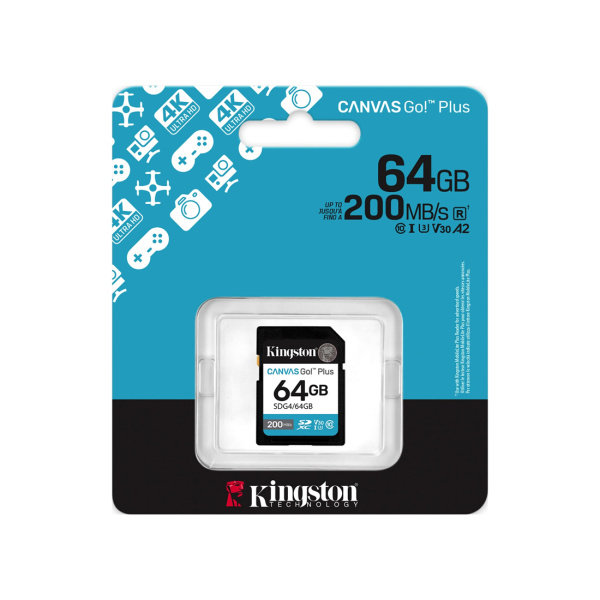Карта памяти Kingston SDG4/64GB Canvas Go Plus Gen4 C10 UHS-I U3 V30 64GB в интернет магазине Stels.kz