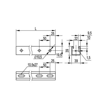 С-образный профиль DKC BPL4130 L3000, толщ.1,5 мм в интернет магазине Stels.kz