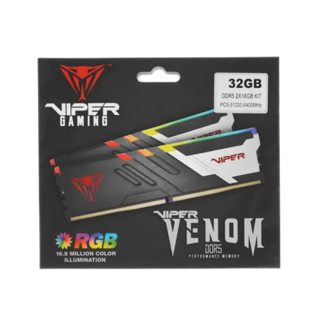 Комплект модулей памяти Patriot VIPER VENOM RGB PVVR532G640C32K 32GB (Kit 2x16GB) в интернет магазине Stels.kz