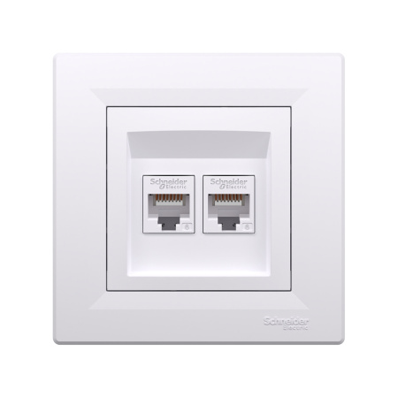 Розетка двойная компьютерная SE EPH4800121 Asfora RJ45 кат. 6 в сборе белый в интернет магазине Stels.kz