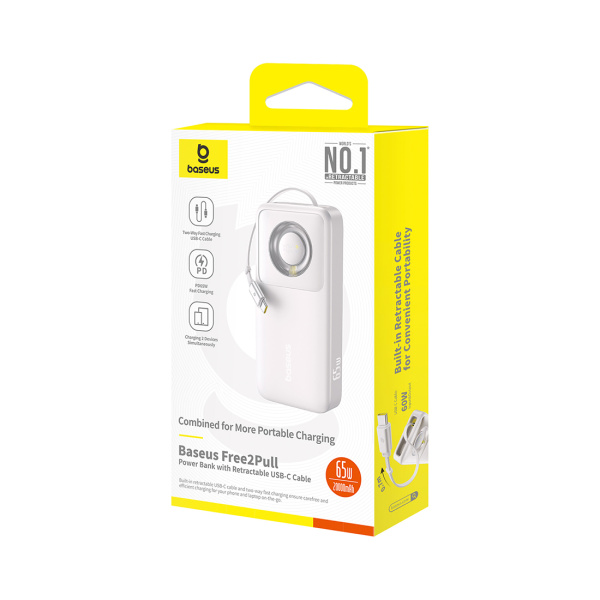 Портативный внешний аккумулятор Baseus Free2Pull 20000mAh 65W Gray (P10073700843-00) в интернет магазине Stels.kz