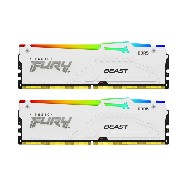 Комплект модулей памяти Kingston FURY Beast White RGB EXPO KF552C36BWEAK2-32 DDR5 32GB (Kit 2x16GB) в интернет магазине Stels.kz
