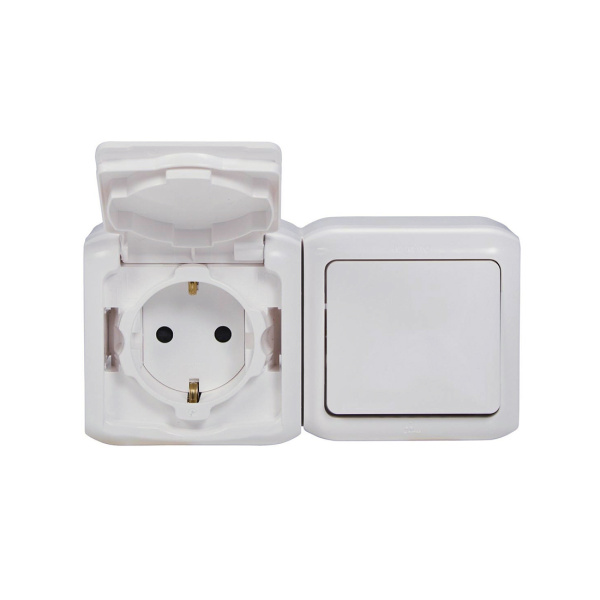 Купить не дорого Выключатель с крышкой + Розетка Legrand Forix 16A 250В IP44 накладной белый в интернет магазине Stels.kz Выключатель с крышкой + Розетка Legrand Forix 16A 250В IP44 накладной белый в интернет магазине Stels.kz