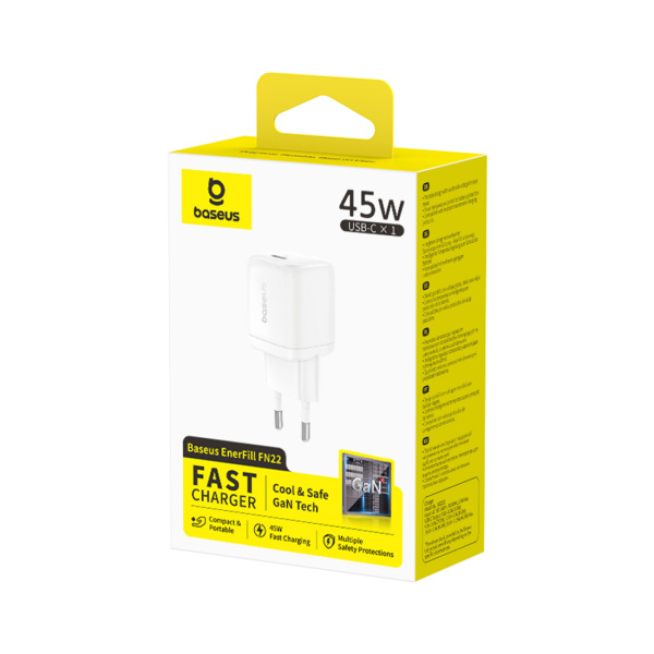 Адаптер питания Baseus FN22 1C 45W EU Moon White (E0123301) в интернет магазине Stels.kz