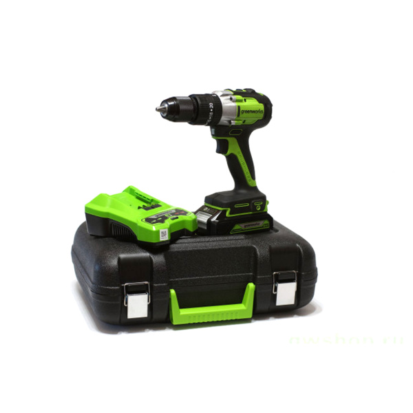 Купить не дорого Дрель-шуруповерт аккумуляторная Greenworks 3704107UA, 24V, c 1хАКБ 2 Ач и ЗУ в кейсе в интернет магазине Stels.kz Дрель-шуруповерт аккумуляторная Greenworks 3704107UA, 24V, c 1хАКБ 2 Ач и ЗУ в кейсе в интернет магазине Stels.kz