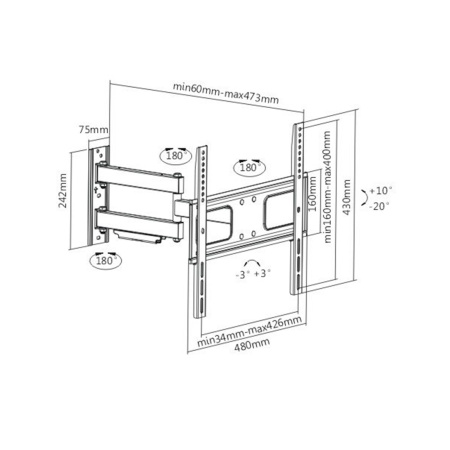 Кронштейн Brateck LPA36-443 для ТВ и мониторов, 32"-55" в интернет магазине Stels.kz