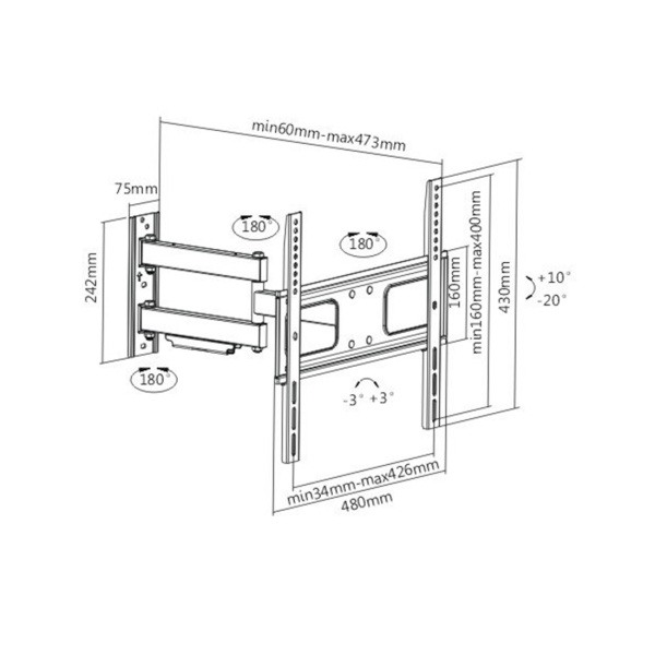 Кронштейн Brateck LPA36-443 для ТВ и мониторов, 32"-55" в интернет магазине Stels.kz