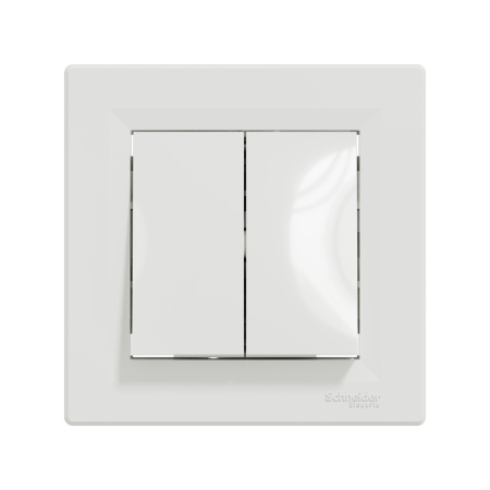 Переключатель двухклавишный SE EPH0600121 Asfora в сборе быстрозажим. клеммы белый в интернет магазине Stels.kz