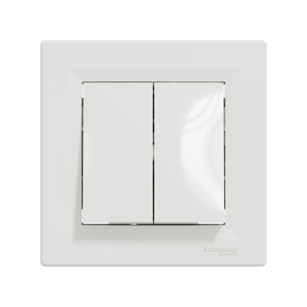 Переключатель двухклавишный SE EPH0600121 Asfora в сборе быстрозажим. клеммы белый в интернет магазине Stels.kz