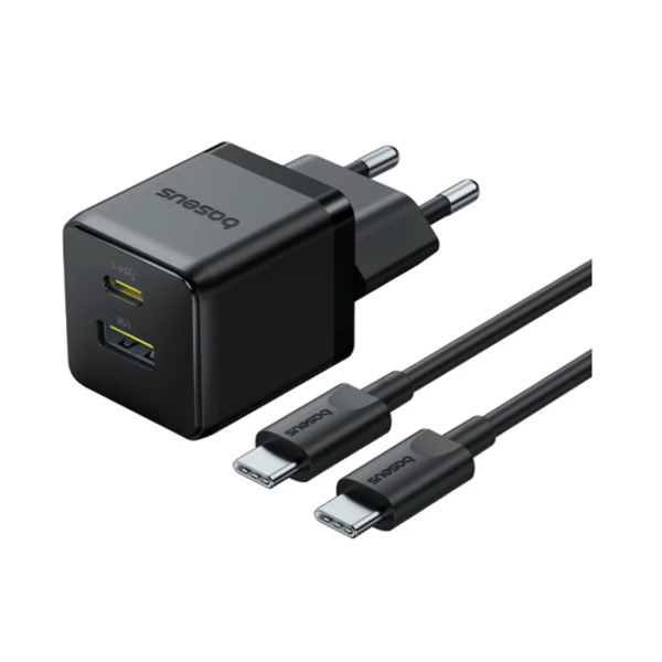 Адаптер питания Baseus Palm C+U 30W Black ( в комлпекте кабель Type-c) (P1011160A113-01) в интернет магазине Stels.kz