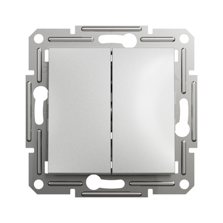 Выключатель двухклавишный SE EPH0300161 Asfora 10AX мех.быстрозажимной алюминий в интернет магазине Stels.kz