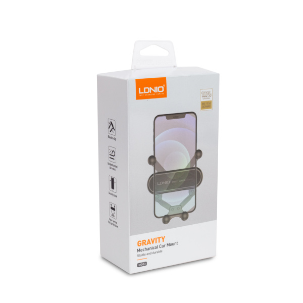 Автомобильный держатель для телефона LDNIO Gravyty MG03, Зажим Чёрный в интернет магазине Stels.kz