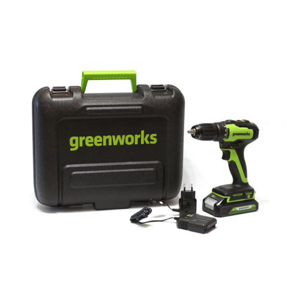 Купить не дорого Дрель-шуруповерт аккумуляторная Greenworks 3704007UA, 24V, c 1хАКБ 2 Ач и ЗУ в кейсе в интернет магазине Stels.kz Дрель-шуруповерт аккумуляторная Greenworks 3704007UA, 24V, c 1хАКБ 2 Ач и ЗУ в кейсе в интернет магазине Stels.kz