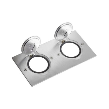 Встраиваемый влагозащитный розеточный лючок на 4 модуля Legrand 089702 Нержавеющая сталь