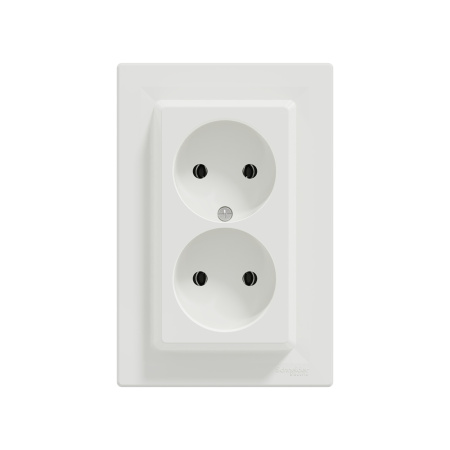 Розетка двойная SE EPH9700121 Asfora без заземления в сборе вин.клеммы белая в интернет магазине Stels.kz