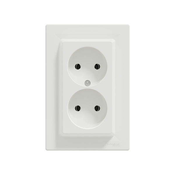 Розетка двойная SE EPH9700121 Asfora без заземления в сборе вин.клеммы белая в интернет магазине Stels.kz