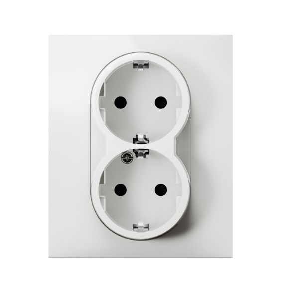 Розетка двойная 2х2К+З Suno 16А 250В с з/ш безвинт.зажим Белый в интернет магазине Stels.kz