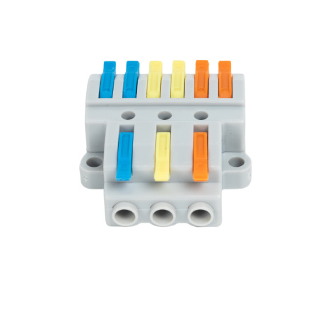 Клемма Deluxe 222-436 (0,08-4,0мм 32А) 3 конт.группы 1 ввод 2 вывода в интернет магазине Stels.kz