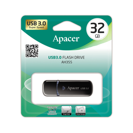 USB-накопитель Apacer AH355 32GB Чёрный в интернет магазине Stels.kz