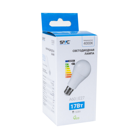 Лампа светодиодная SVC LED A60-17W-E27-4000K Нейтральный в интернет магазине Stels.kz