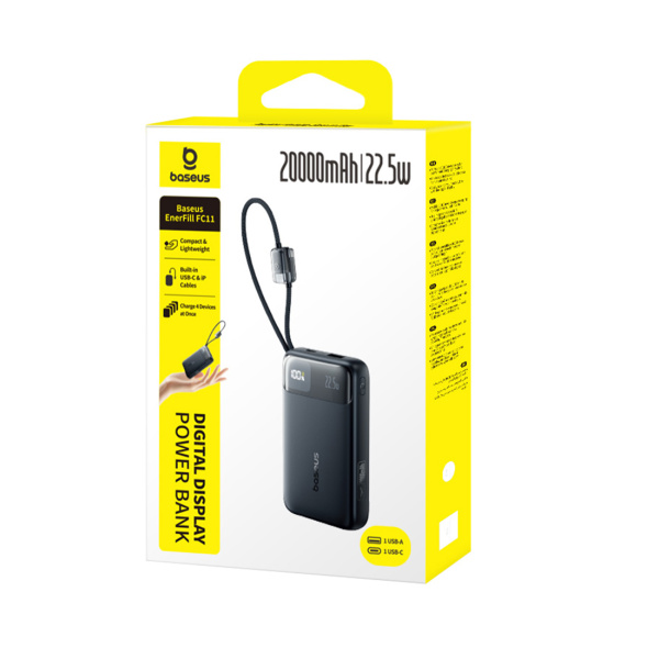Портативный внешний аккумулятор Baseus EnerFill FC11 20000mAh 22.5W Black (E0027S04) в интернет магазине Stels.kz