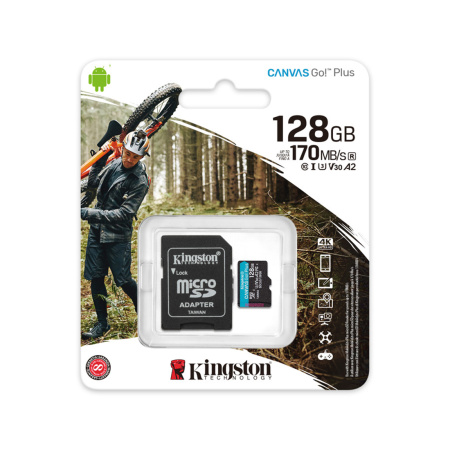 Карта памяти Kingston SDCG3/128GB A2 U3 V30 128GB + адаптер в интернет магазине Stels.kz