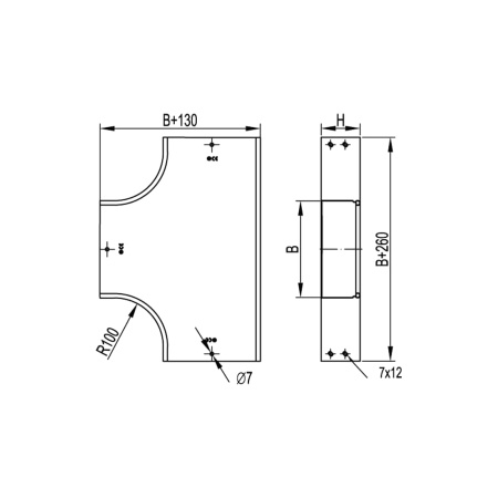 Ответвитель DPT T-образный горизонтальный DKC 100х100 в комплекте в интернет магазине Stels.kz