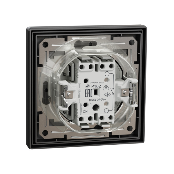 Выключатель одноклавишный SE EPH0100271 Asfora 10AX IP44 в сборе антрацит в интернет магазине Stels.kz