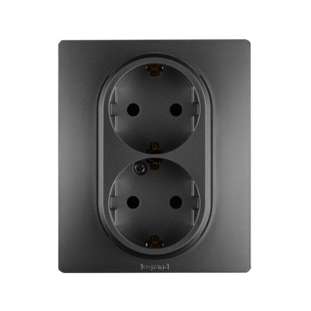 Розетка двойная 2х2К+З Niloe Step 16А 250 В с з/ш авт. клеммы Чёрный в интернет магазине Stels.kz