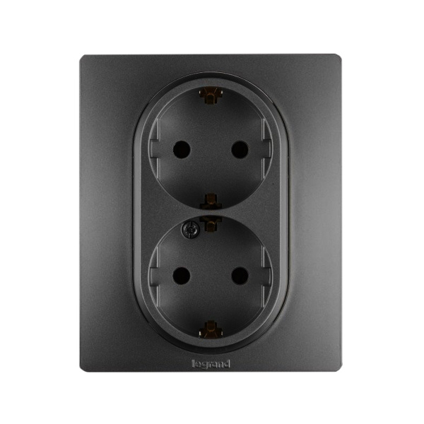 Розетка двойная 2х2К+З Niloe Step 16А 250 В с з/ш авт. клеммы Чёрный в интернет магазине Stels.kz