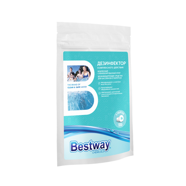 Химия для бассейна Bestway Chemicals Комплексная дезинфекция 100гр. B1909216 в интернет магазине Stels.kz
