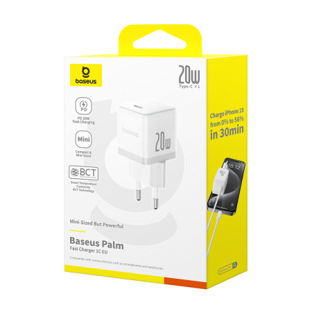 Адаптер питания Baseus Palm 1C 20W White(P10111602213-00) в интернет магазине Stels.kz