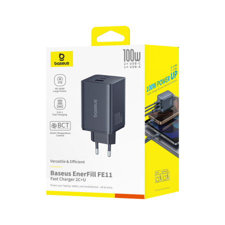 Адаптер питания Baseus EnerFill FE11 2C+U 100W Black (P10182102123-00) в интернет магазине Stels.kz