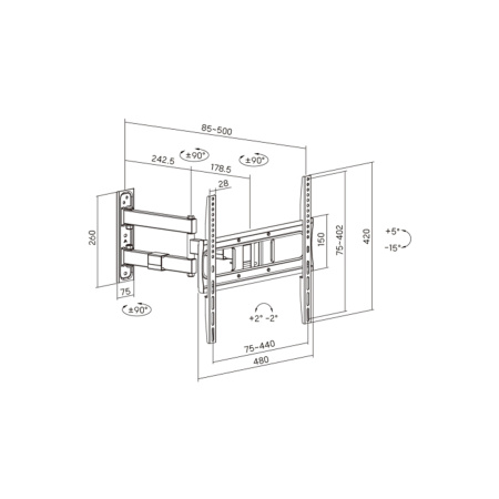 Кронштейн Brateck LPA80-443 для ТВ и мониторов, 32"-75" в интернет магазине Stels.kz