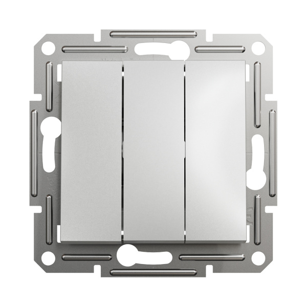 Выключатель трехклавишный SE EPH2100161 Asfora 10AX мех.винтовой алюминий в интернет магазине Stels.kz
