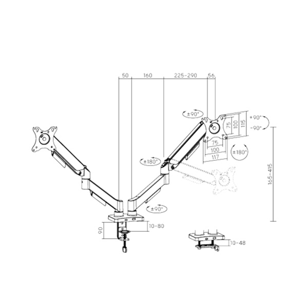 Настольный кронштейн с газлифтом XG MGA-1732D для 2-х мониторов (17"-32") в интернет магазине Stels.kz