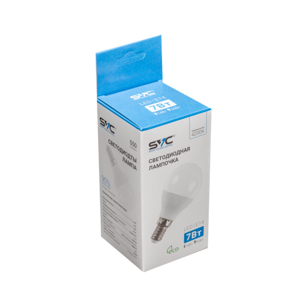 Эл. лампа светодиодная SVC LED G45-7W-E14-4200K, Нейтральный в интернет магазине Stels.kz