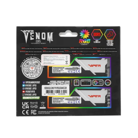 Комплект модулей памяти Patriot VIPER VENOM RGB PVVR532G640C32K 32GB (Kit 2x16GB) в интернет магазине Stels.kz
