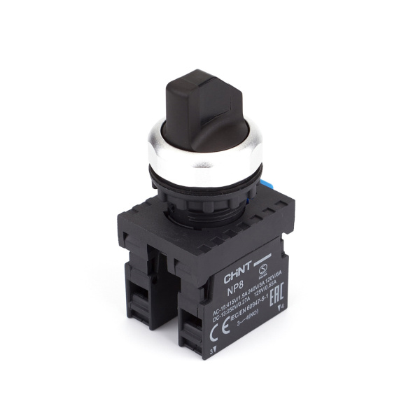 Переключатель без подсветки CHINT 2 положения с фиксацией чёрная 1НО+1НЗ IP65 в интернет магазине Stels.kz