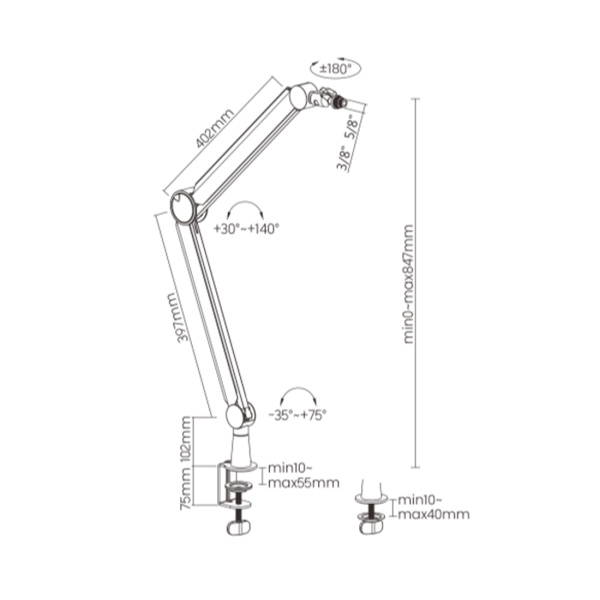 Пантограф (стойка) для микрофона Brateck MDS13-1 в интернет магазине Stels.kz