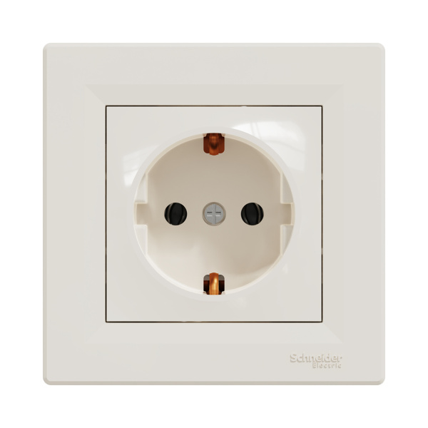 Розетка с заземлением SE EPH2900123 Asfora 16А в сборе винт. клеммы кремовый в интернет магазине Stels.kz