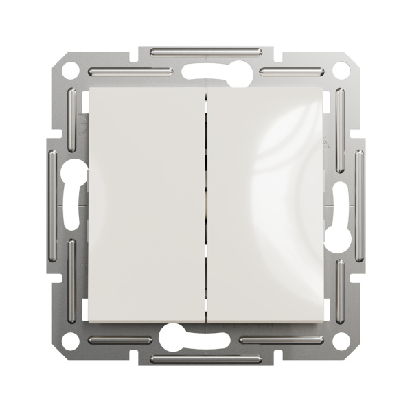 Выключатель двухклавишный SE EPH0370123 Asfora механизм быстрозажим. клеммы кремовый в интернет магазине Stels.kz